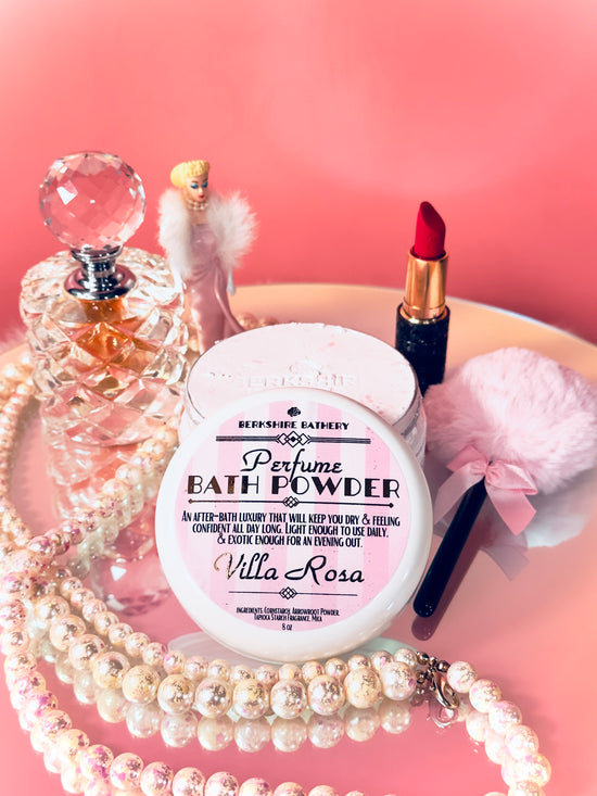 VILLA ROSA | Vintage Style Perfumed Body Powder + Pink Puff Applicator - 8 oz