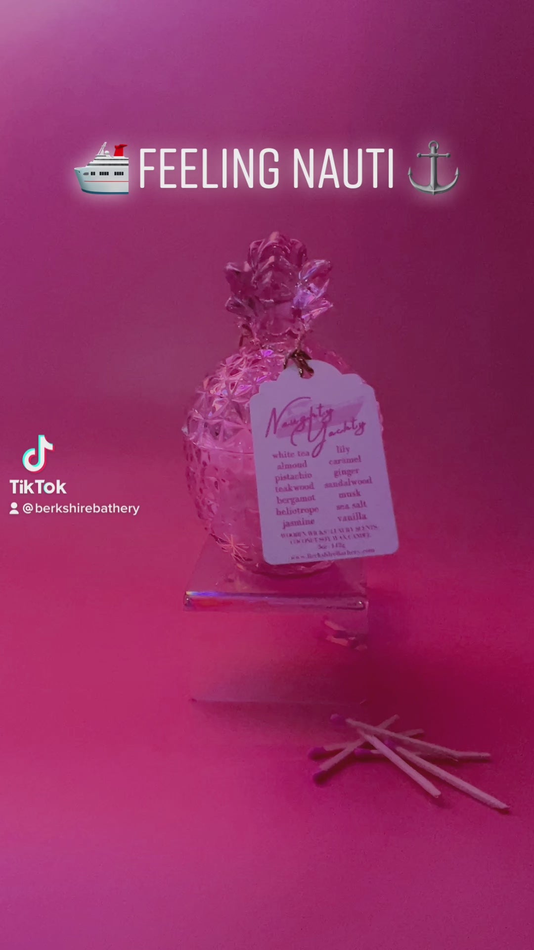 NAUGHTY BUOY - Turquoise Glass Pineapple | 5oz Two Piece Wood Wick Candle