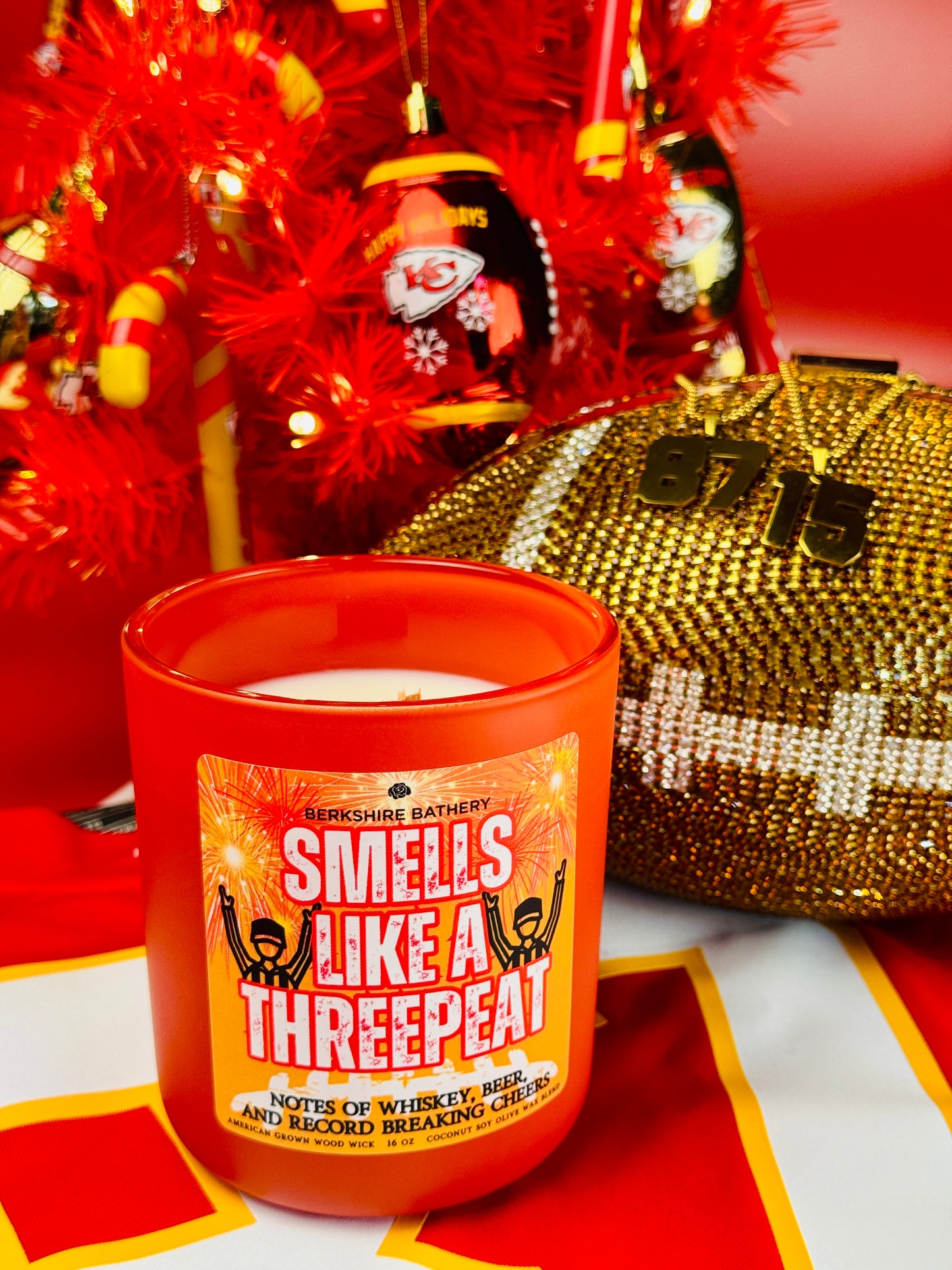 Taylor Swift travis kelce Kansas City chiefs football candle threepeat candle kc chiefs Taylor and travis game day gameday kc chiefs 15 87 Patrick mahomes candle NFL candle Kansas City Patrick mahomes candle travis Kelce candle wood wick candle swiftie swifties arrowhead stadium