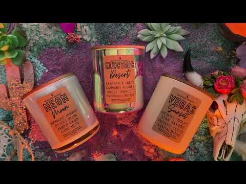 Load and play video in Gallery viewer, VEGAS SUNSET | 16oz Wooden Wick HEMP Wax Candle
