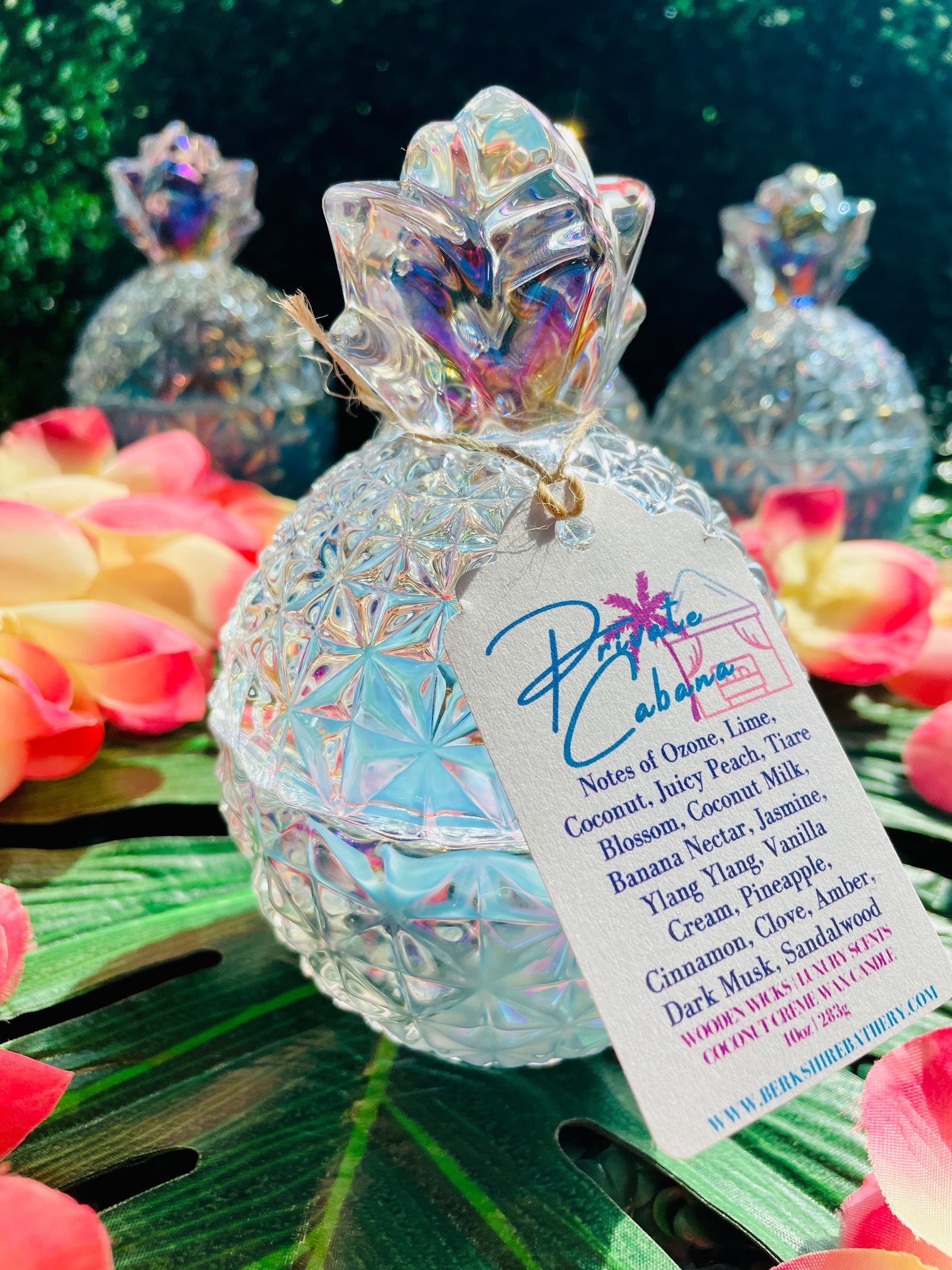 PRIVATE CABANA - Holographic Glass Pineapple | 10 oz Two Piece Wood Wick Candle