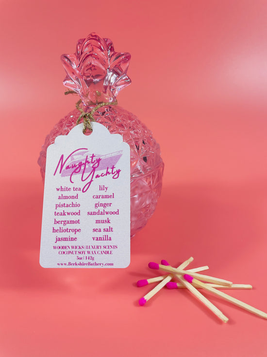 NAUGHTY YACHTY - Pink Glass Pineapple | 5oz Two Piece Wood Wick Candle