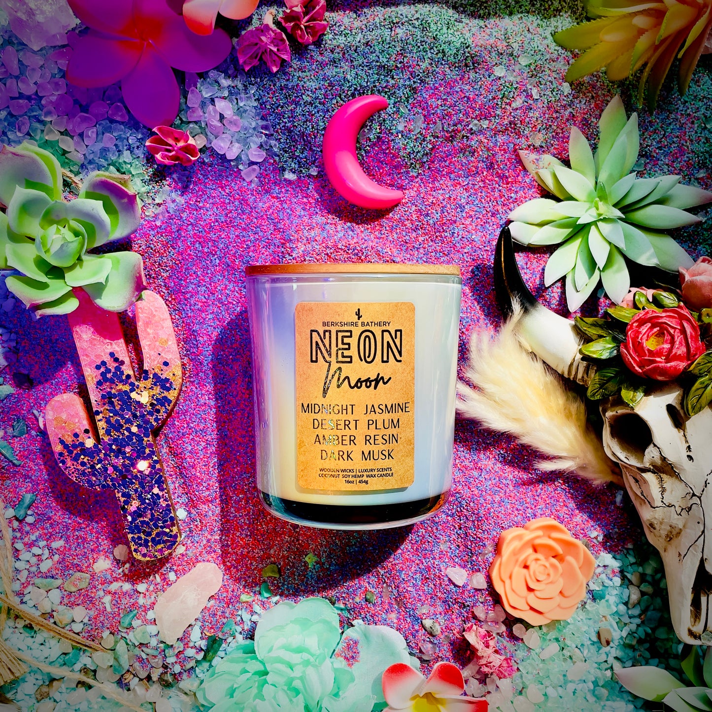 NEON MOON | 16oz Wood Wick HEMP Wax Candle